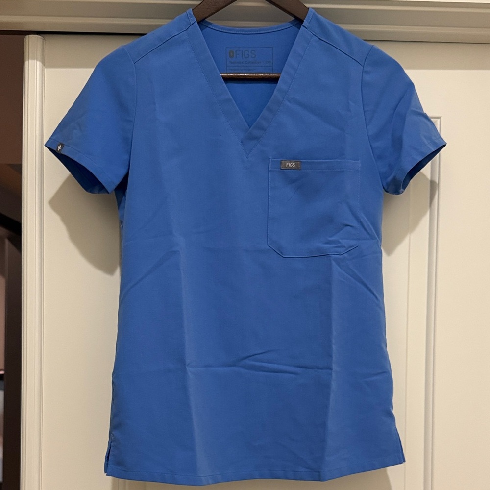 Figs Blue V-Neck Scrub Top